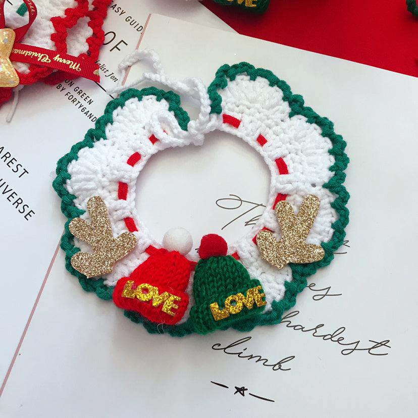 Christmas Wool Cat Collar Hand Woven