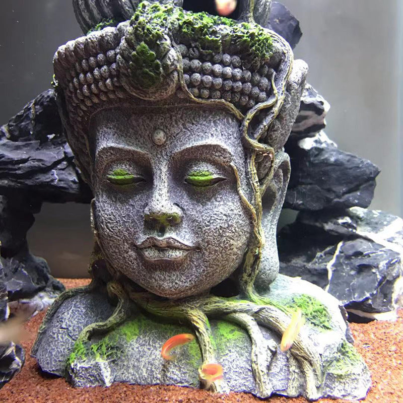 Reptile Tank Aquarium Ornaments Bodhisattva Head