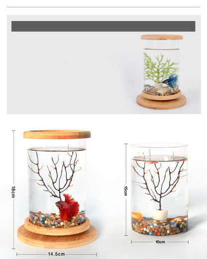 Bamboo Base Mini Fish Bowl Aquarium