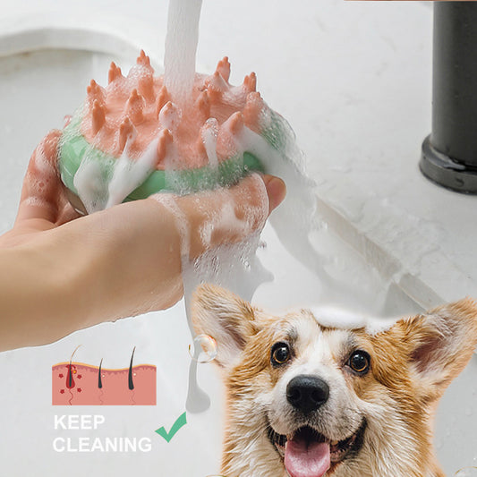 New 2 In 1 Pet Cat Dog Bathing Massage Shampoo Grooming Brush