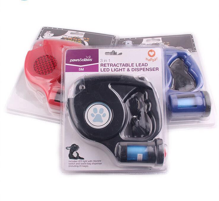 Three-in-one Retractable Dog Leash With Flashlight