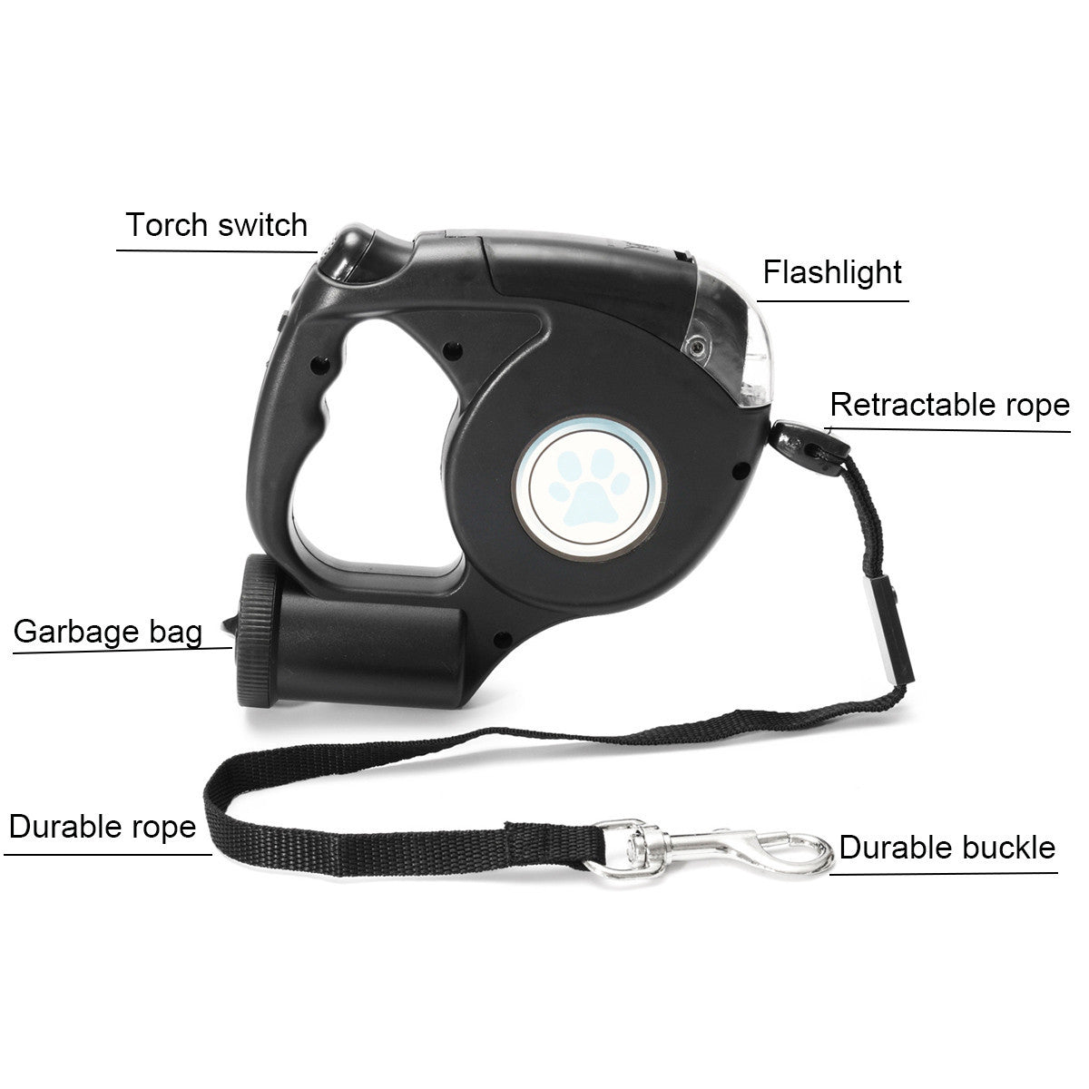 Three-in-one Retractable Dog Leash With Flashlight