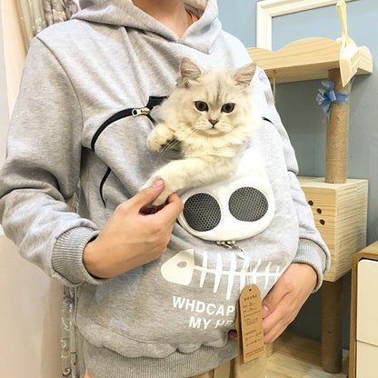 Women Hoodie Sweatshirt With Cat Pet Pocket