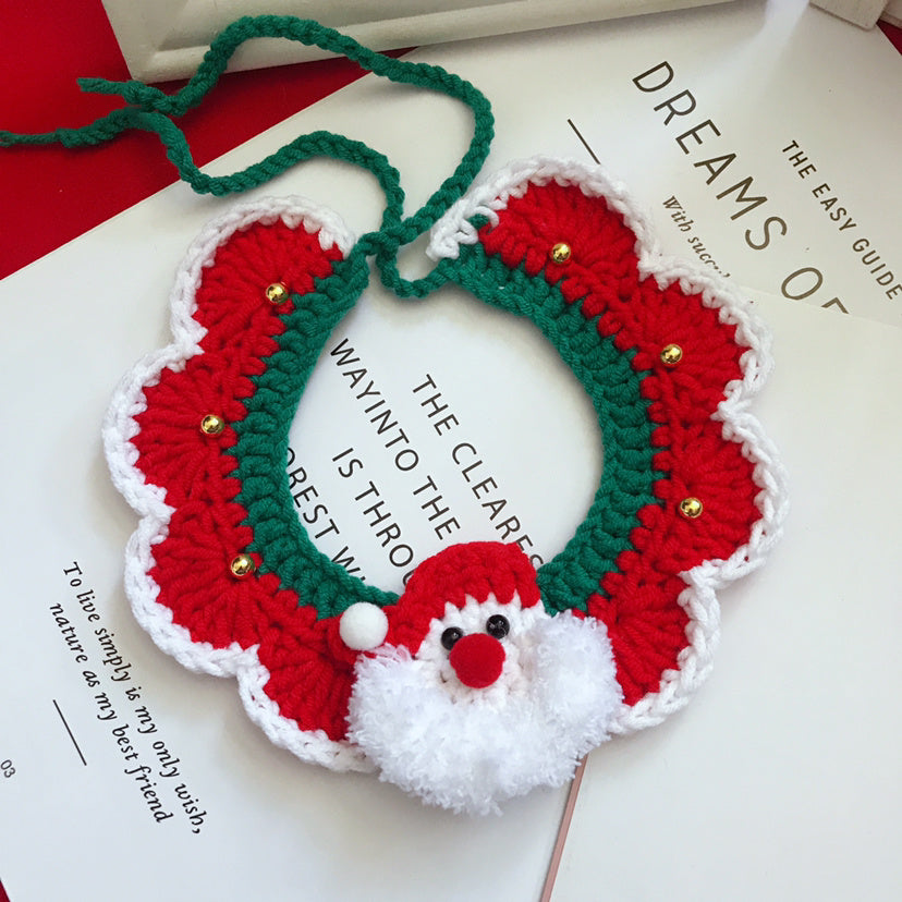 Christmas Wool Cat Collar Hand Woven