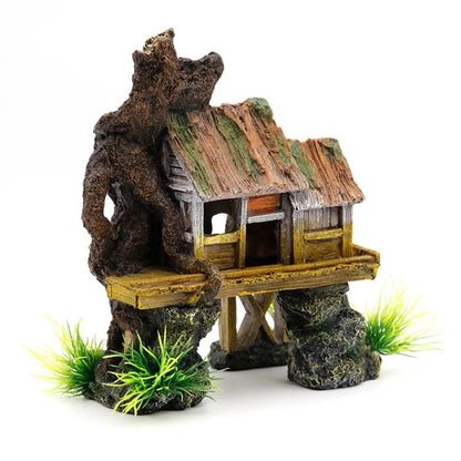 Aquarium Decorations Thatched House Resin Crafts