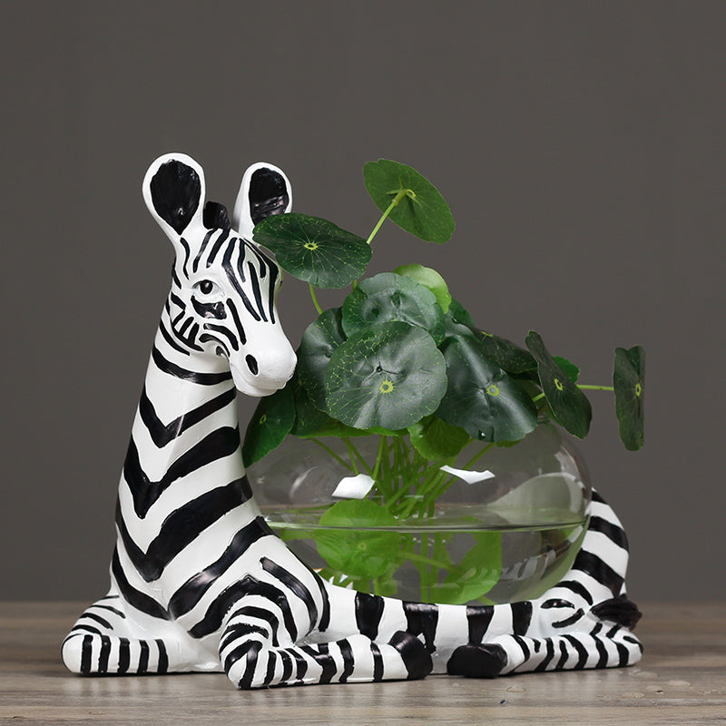 Creative Ecological Zebra Giraffe Aquariums Round Glass