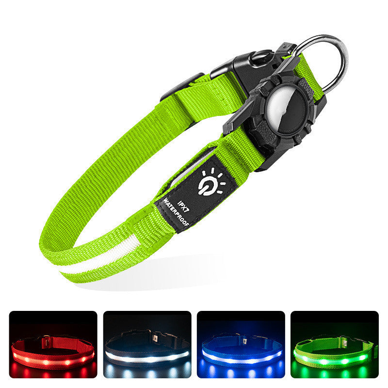 Waterproof LED Pet Collar with AirTag Locator Pet GPS