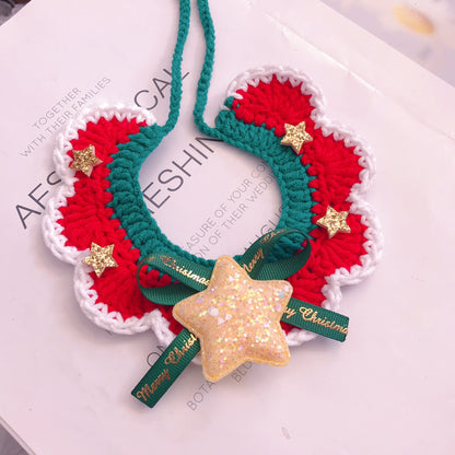 Christmas Wool Cat Collar Hand Woven