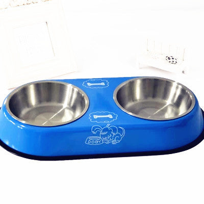 Stainless Steel Double Dog Food Water Bowl Non-Slip