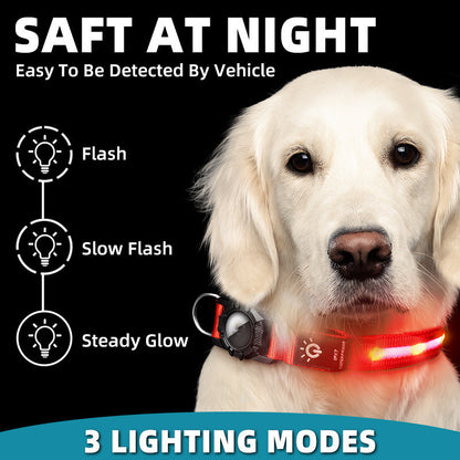 Waterproof LED Pet Collar with AirTag Locator Pet GPS