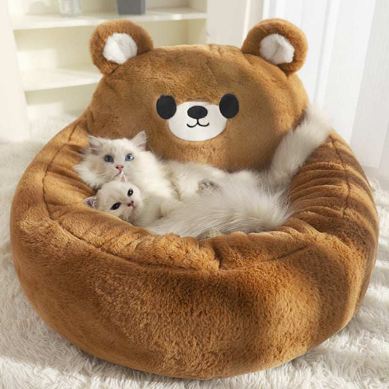 Cute Cat Bed For Indoor Cute Cat Dog Bed Calming Fluffy Plush Dog Bed