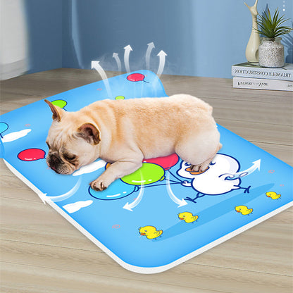 Summer Cooling Dog Cat Mat With Pillow