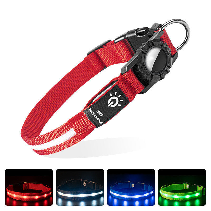 Waterproof LED Pet Collar with AirTag Locator Pet GPS