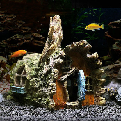 Aquarium Landscape Creative Wooden House Decoration