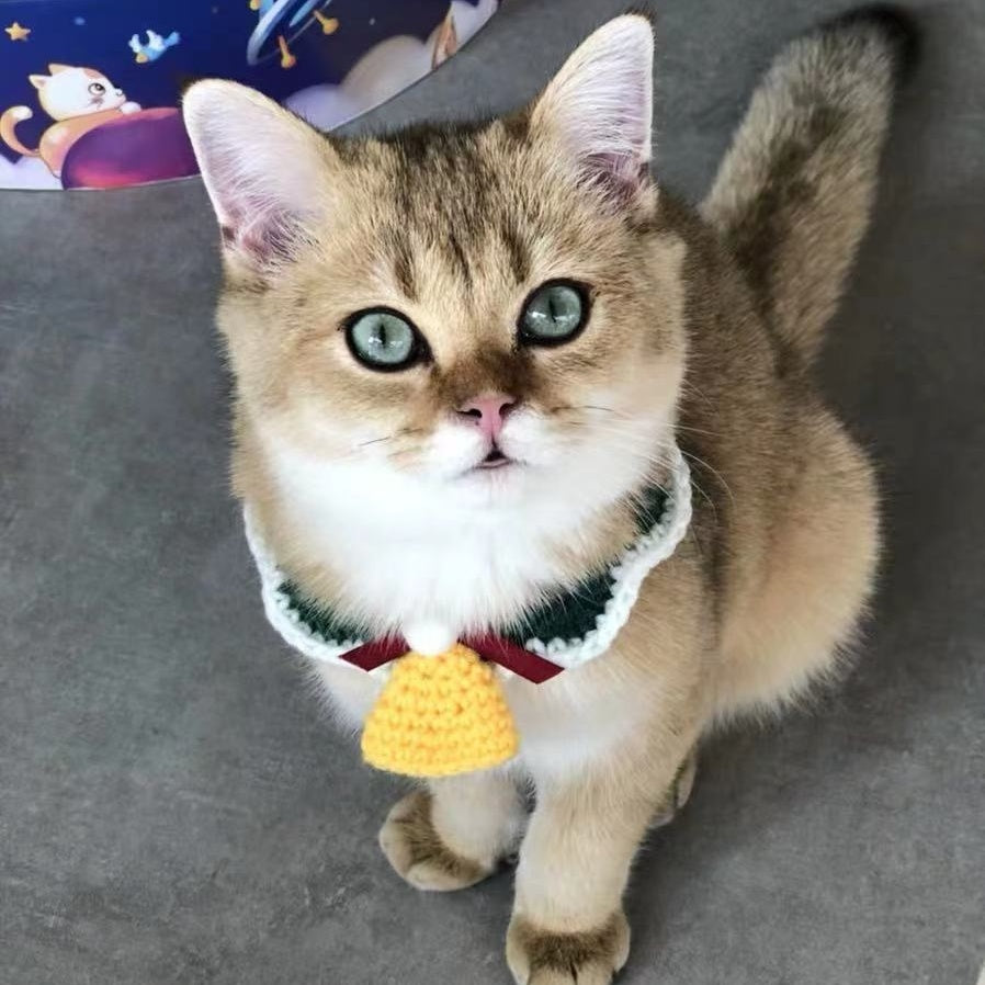 Christmas Wool Cat Collar Hand Woven