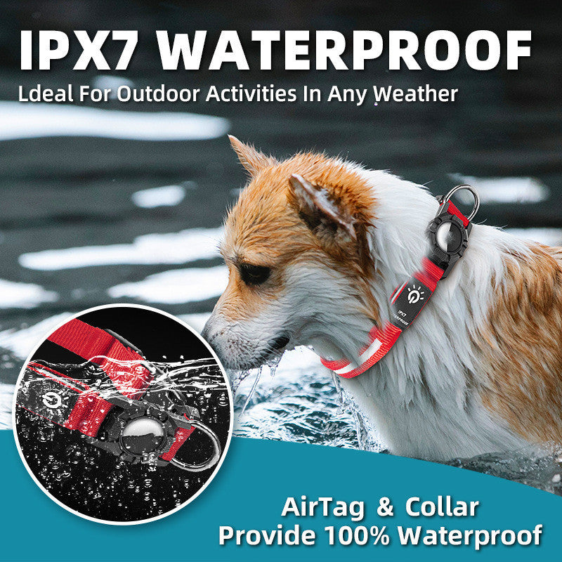 Waterproof LED Pet Collar with AirTag Locator Pet GPS