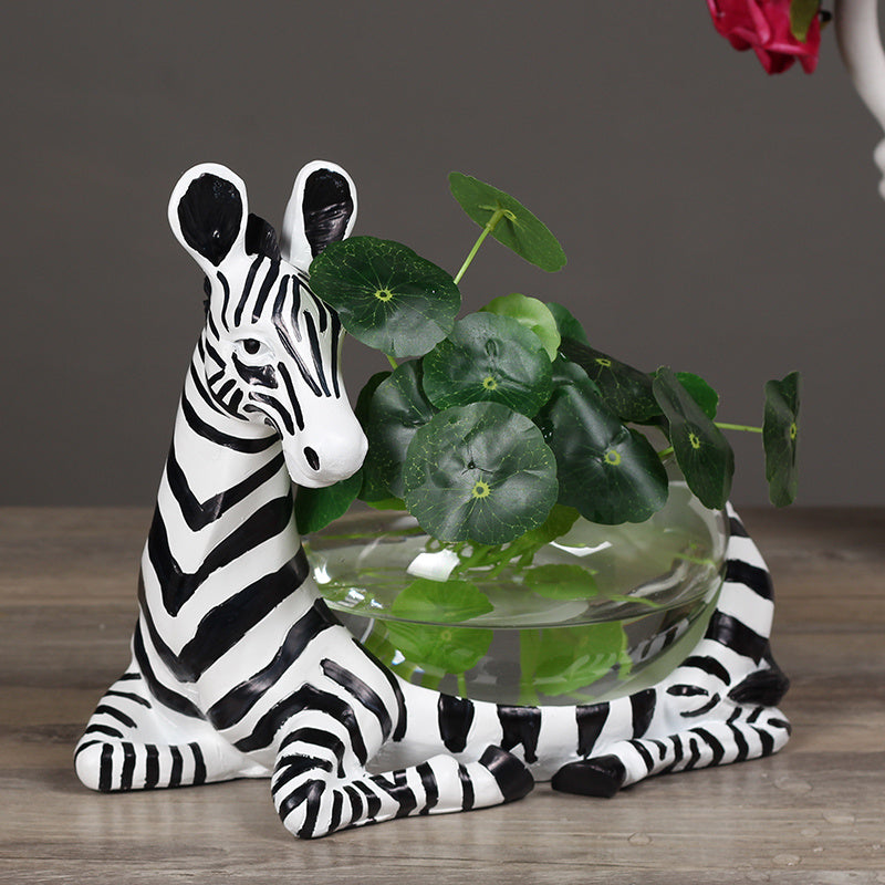 Creative Ecological Zebra Giraffe Aquariums Round Glass