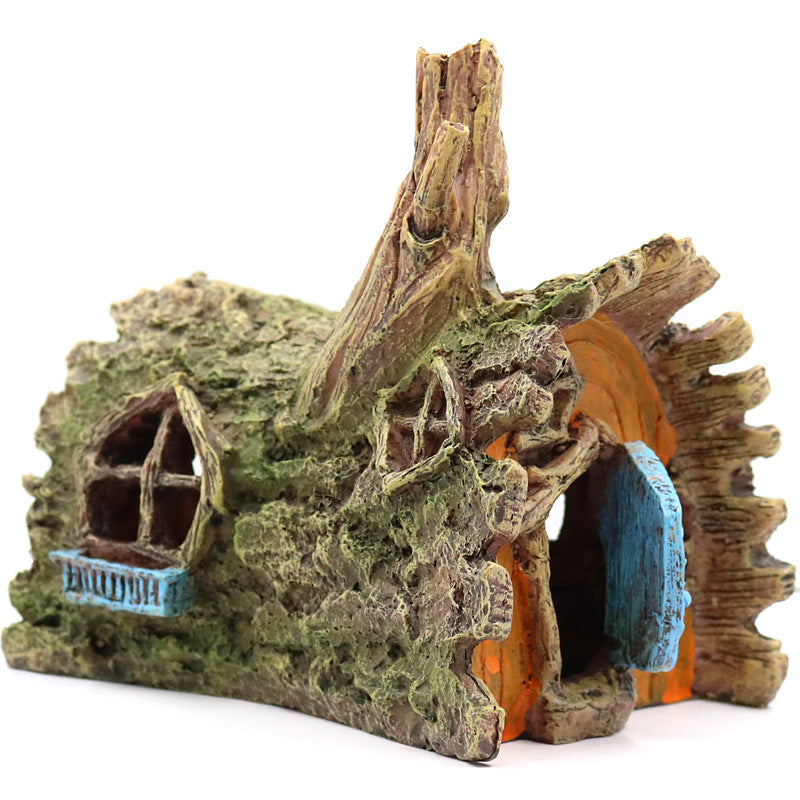 Aquarium Landscape Creative Wooden House Decoration