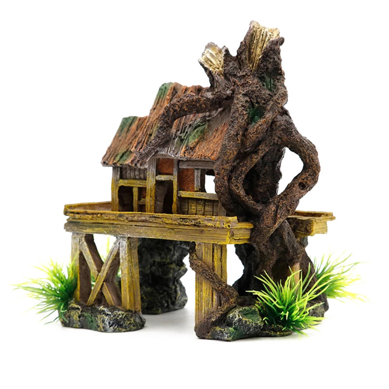 Aquarium Decorations Thatched House Resin Crafts