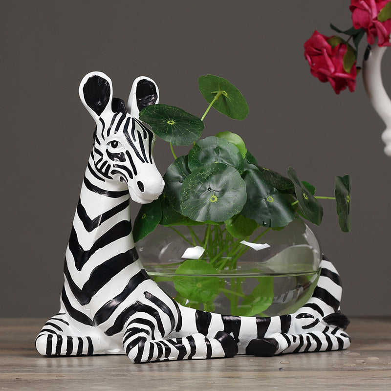 Creative Ecological Zebra Giraffe Aquariums Round Glass