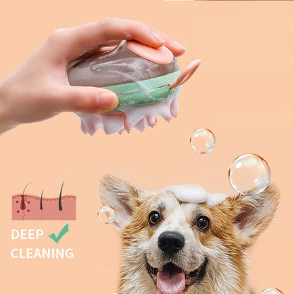 New 2 In 1 Pet Cat Dog Bathing Massage Shampoo Grooming Brush